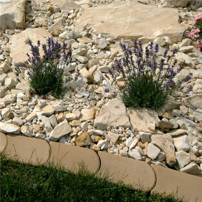 SEMMELROCK TRÁVNÍKOVÝ OBRUBNÍK / 22x12x4 cm, se zkosenou hranou, hladký povrch, oblé zakončení - karamelová