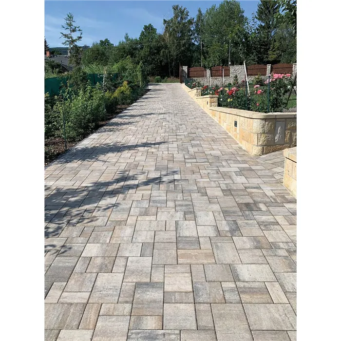 SEMMELROCK CITYTOP Elegant Kombi / dlažba se zkosenou hranou, výška 8 cm, PaveLock System - bílohnědočerná