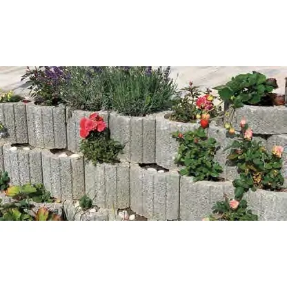 SEMMELROCK RUNDFLOR / svahová tvarovka 30x25x20 cm, kruhová malá, hrubý povrch - šedá