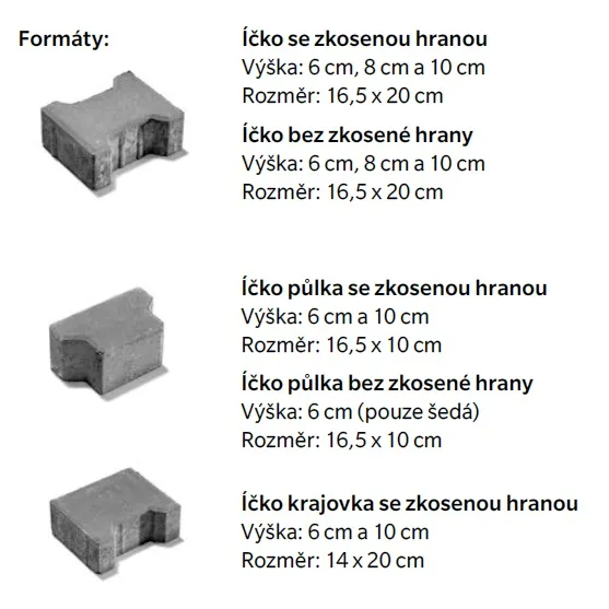 SEMMELROCK ÍČKO 8 / dlažba se zkosenou hranou (neskladba) 20x16,5x8 cm - šedá