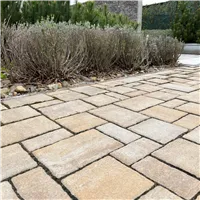 SEMMELROCK RHODOS Elegant Kombi / dlažba s hladkým povrchem, výška 6 cm, mírně zvlněné hrany - bíložlutokaramelová