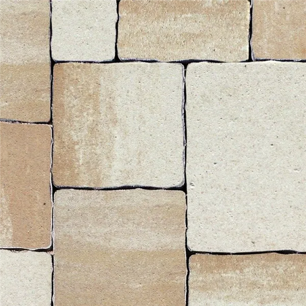 SEMMELROCK RHODOS Elegant Kombi / dlažba s hladkým povrchem, výška 6 cm, mírně zvlněné hrany - bíložlutokaramelová