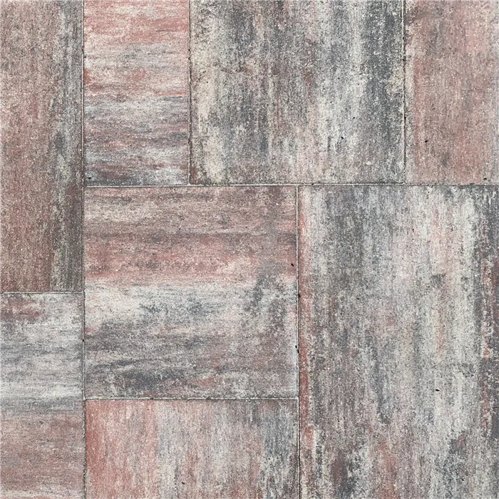 SEMMELROCK CITYTOP Grande kombi / dlažba s mikro zkosenou hranou, výška 6 cm - bíločervenočerná