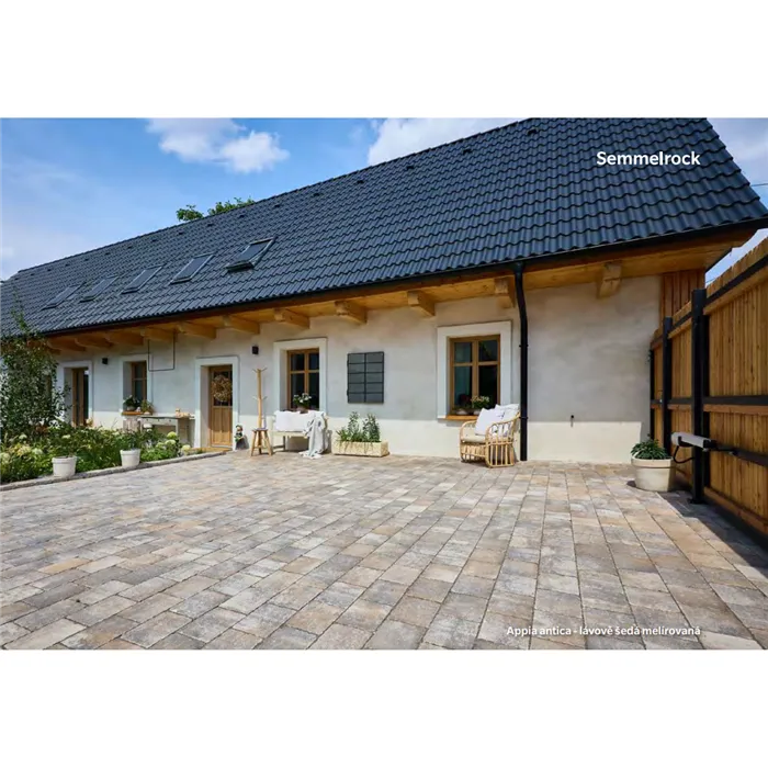 SEMMELROCK APPIA ANTICA / dlažba otloukaná 19,2x15,1x8 cm, nášlapná vrstva v jemném stínování - lávově šedá melír.