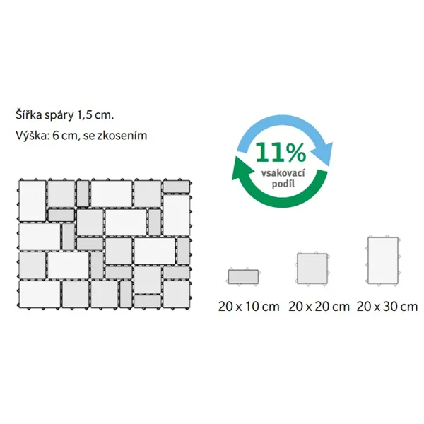 SEMMELROCK CITYTOP Eko Kombi protect / dlažba se zkosenou hranou, výška 6 cm - šedá