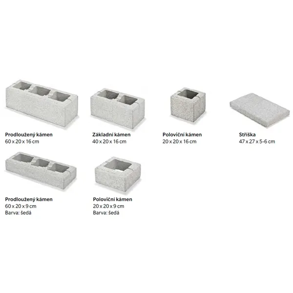 SEMMELROCK RIVAGO / plotový systém - základní kámen 40x20x16 cm, zdicí systém s hladkou pohledovou stranou - šedočerná