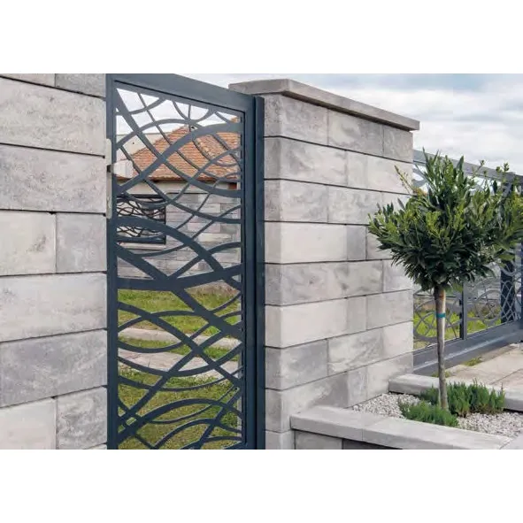 SEMMELROCK RIVAGO / plotový systém - stříška 47x27x5-5,5 cm, zdicí systém s hladkou pohledovou stranou - šedočerná