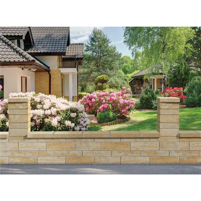 SEMMELROCK BELLAMONTE / plotový systém se vzhledem broušeného travertinu - plotová krycí deska 60x26,5x6-7 cm - medová melírovaná