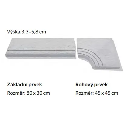 SEMMELROCK BRADSTONE LIAS / bazénový lem - základní prvek 80x30x3,3-5,8 cm - šedohnědá