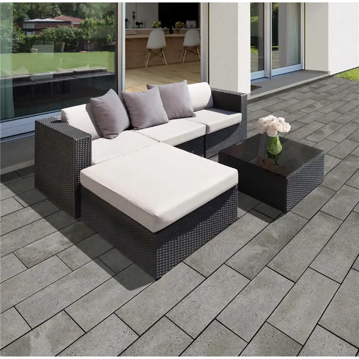 SEMMELROCK LUSSO VULCANO / dlaždice se zkosením a vzhledem vulkanického tufu 60x30x4 cm - granit antracitová