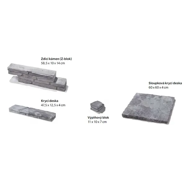 SEMMELROCK BRADSTONE MILLDALE / zeď - krycí deska 47,5x12,5x4 cm - šedá melírovaná