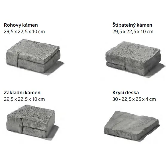 SEMMELROCK BRADSTONE MOUNTAIN BLOCK / zdicí systém - krycí deska 30-22,5x25x4 cm - pískovcová