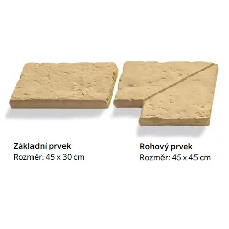 SEMMELROCK BRADSTONE OLD TOWN / bazénový lem - základní prvek 45x30x4 cm - pískovcová