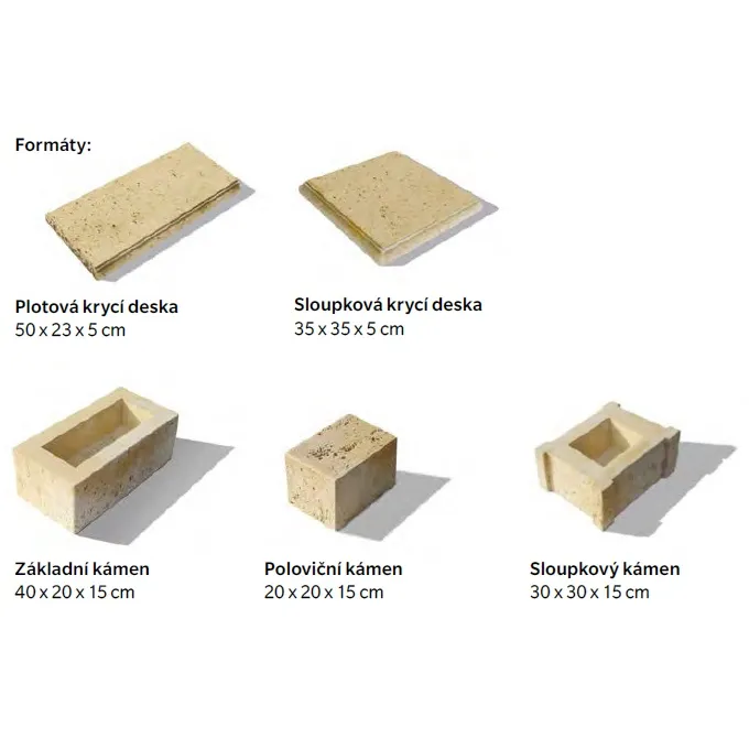 SEMMELROCK BRADSTONE TRAVERO / zeď - plotová krycí deska 50x23x5 cm - béžová melírovaná