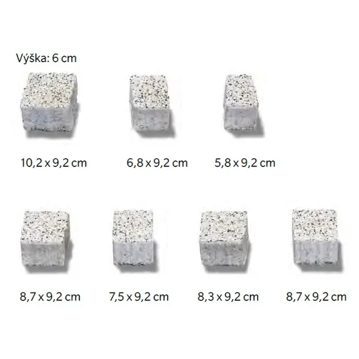 SEMMELROCK NATURO / maloformátová dlažba, výška 6 cm, nepravidelný tvar - granit světlá 