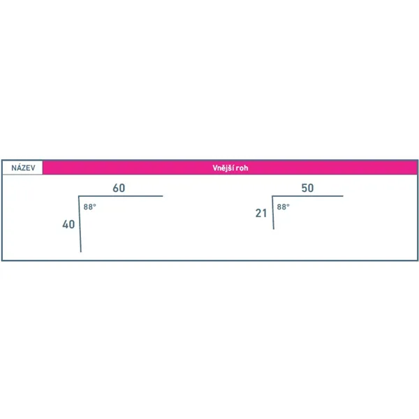 Poplast PVC Vnější roh (rohová lišta) 2 m - 71 mm (21/50)